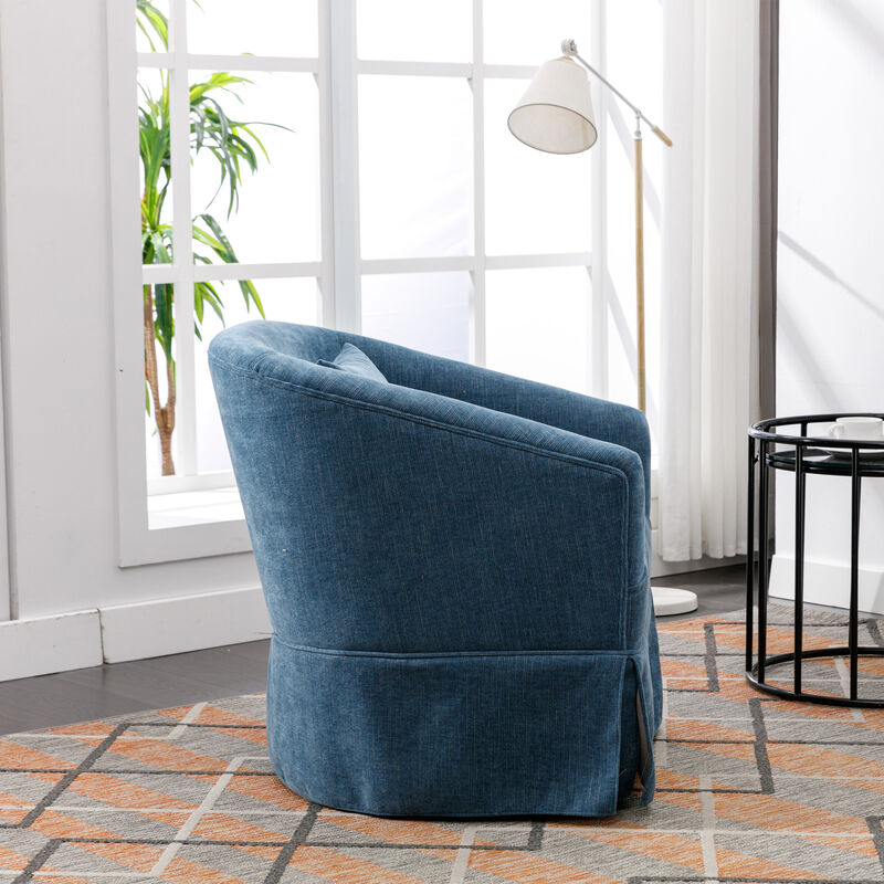 360-degree Swivel Accent Armchair Linen Blend Blue image number 5