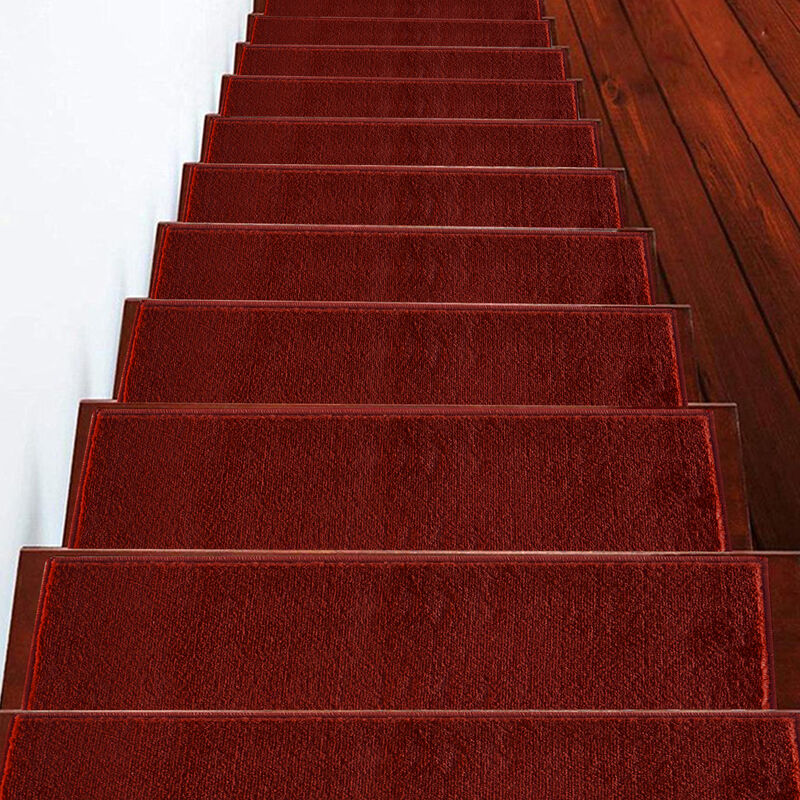SUSSEXHOME Carpet Stair Treads Easy to Install with Double Adhesive Tape - Safe, 9" X 28" - Red