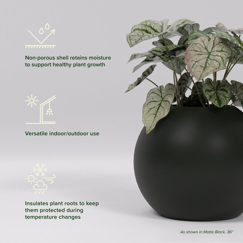 Greenline Fiberglass Nala Globe Planter - Indoor/Outdoor Large Fiberglass Lightweight Planter.