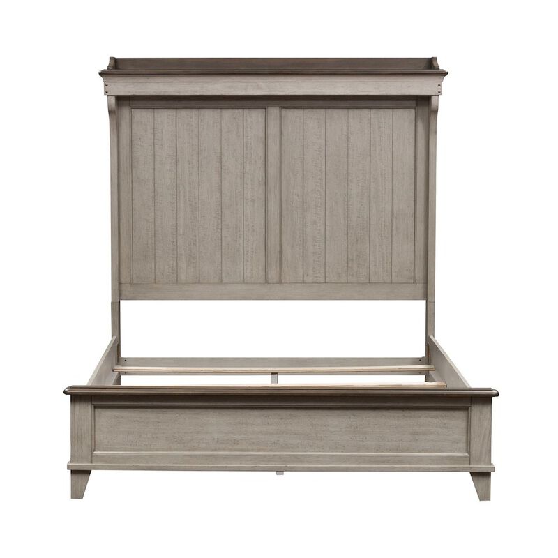 Liberty Furniture Ivy Hollow Queen Mantle Bed in Weathered Linen Finish w/ Dusty Taupe Tops image number 2