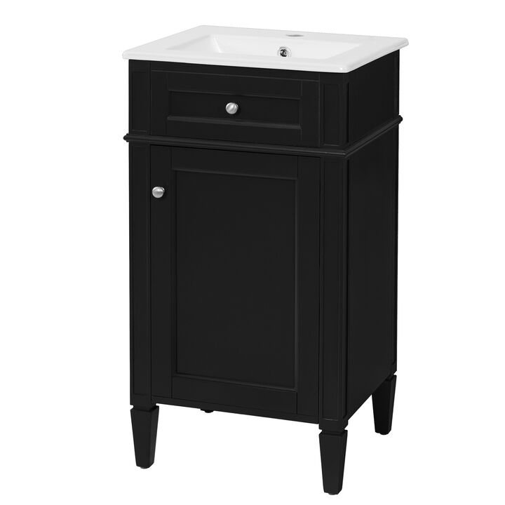 ELEMENT ACE Freestanding Single Bathroom Vanity Set with Integrated Ceramic Sink, Soft Closing Door, Adjustable Storage Shelf, Solid Support Feet for Small Bathrooms