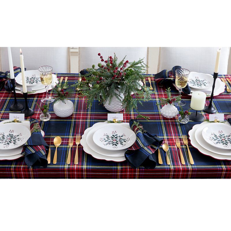 Solino Home Stewart Plaid 100% Linen Tablecloth &ndash; Handcrafted, Machine Washable, Perfect for Holiday and Everyday Dining