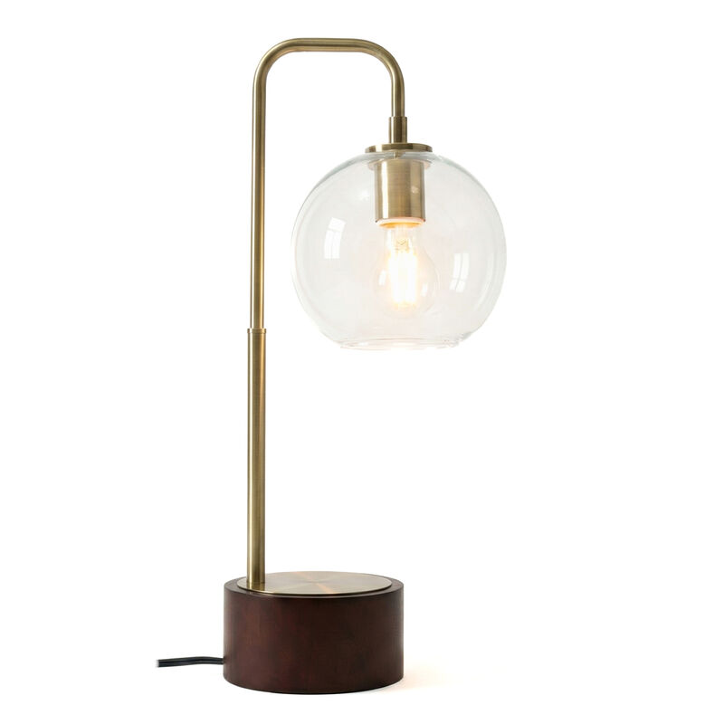 ELEMENT ACE Mid-Century Modern Arched Table Lamp with Clear Glass Globe, Easy Assembly Decorative Lighting for Bedroom, Study, Living Room & Office Spaces image number 0