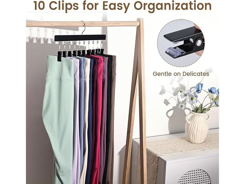 2-Pack Wooden Leggings Hangers | Space-Saving Closet Organizer for Leggings image number 1