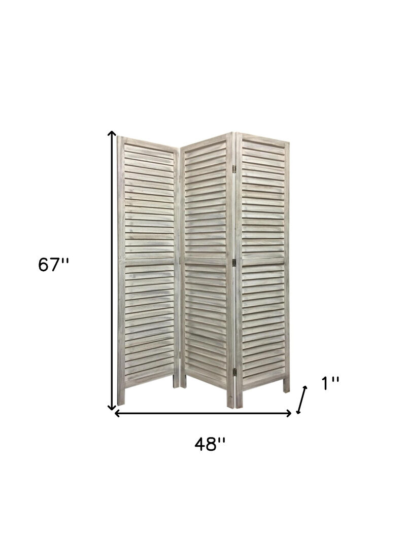 Decorative Washed Wood Shutter 3-Panel Divider &ndash; Folding Room Partition