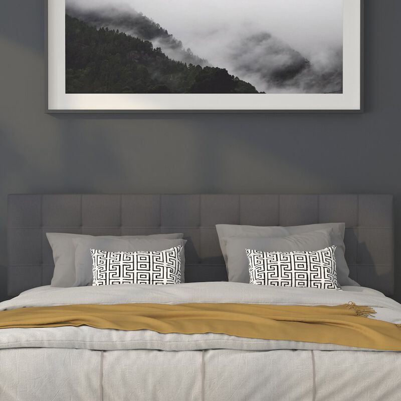 Flash Furniture Tufted Upholstered King Size Headboard in Dark Gray Fabric image number 6