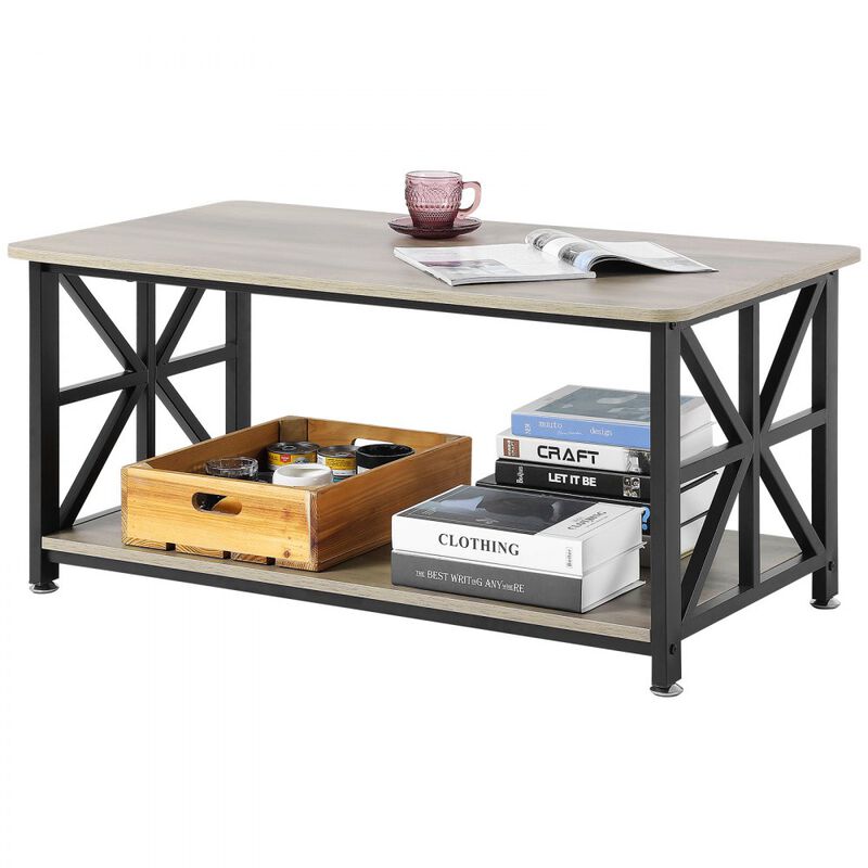 Rectangle Coffee Table with Open Storage Compartment for Living Room and Bedroom