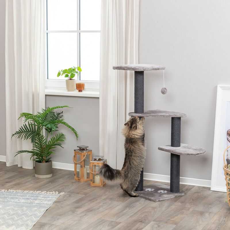 TRIXIE Altea Plush 3-Level Cat Tree with Sisal Scratching Posts & Cat Toy image number 1