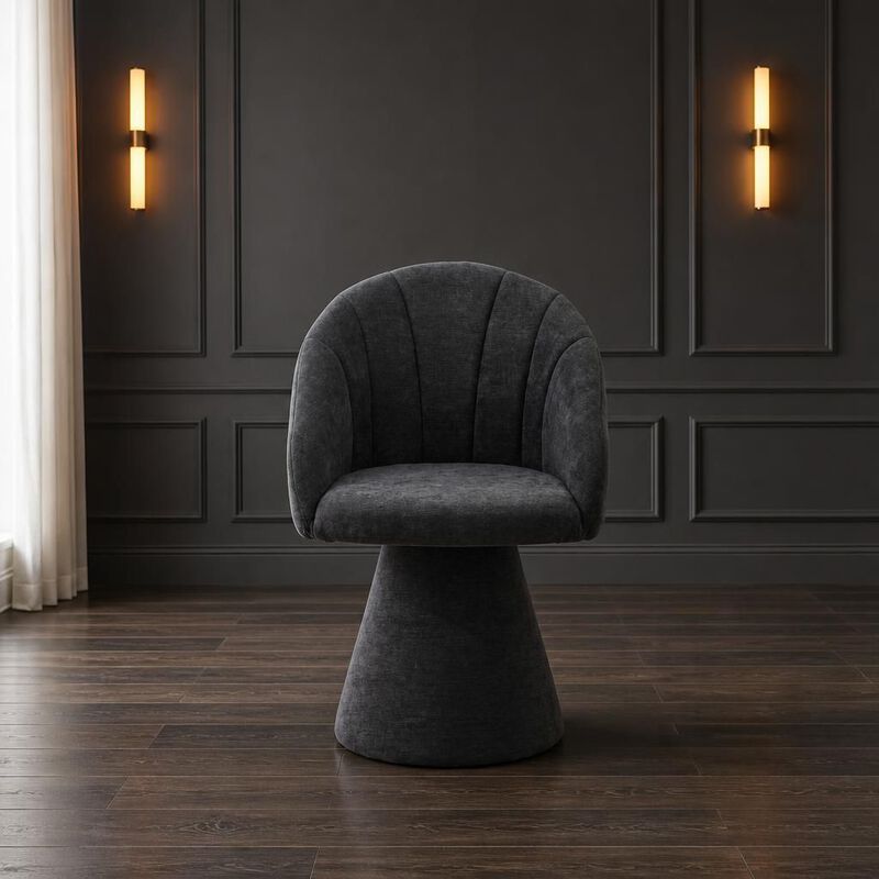 GOODSILO Upholstered 360 Degree Swivel Accent Armchair, Chenille Fabric Comfy Chair for Living Room Dining Vanity and Study Space image number 3