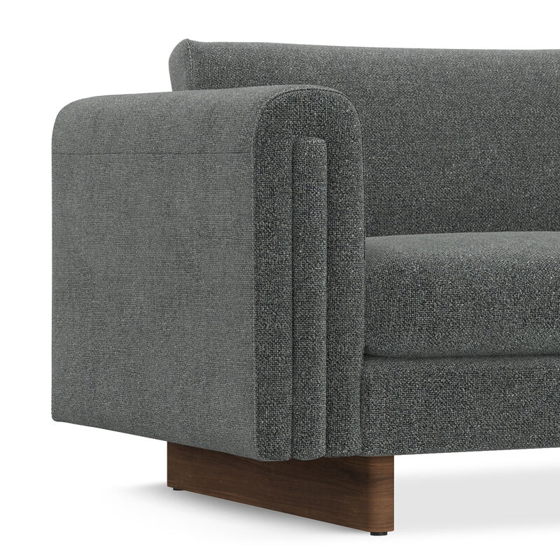 Jones 84 inch Wide Contemporary Sofa in Dark Grey Tightly Woven Performance Fabric