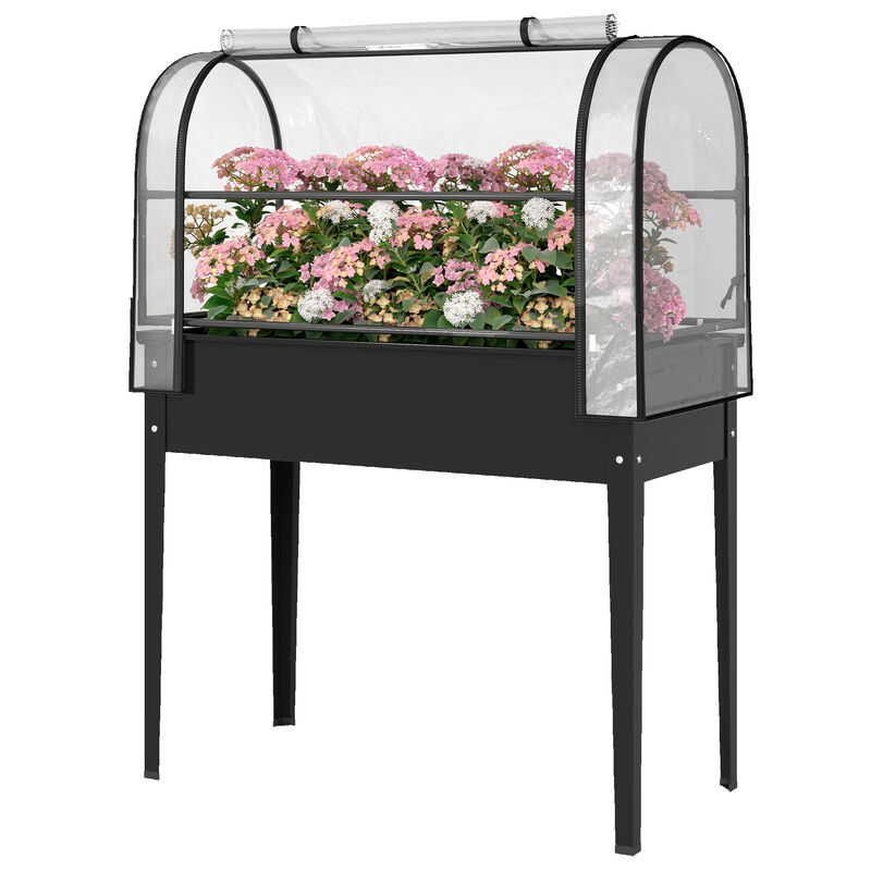 Hivvago Elevated Metal Garden Box with Flip-Up Cover and Drainage image number 0