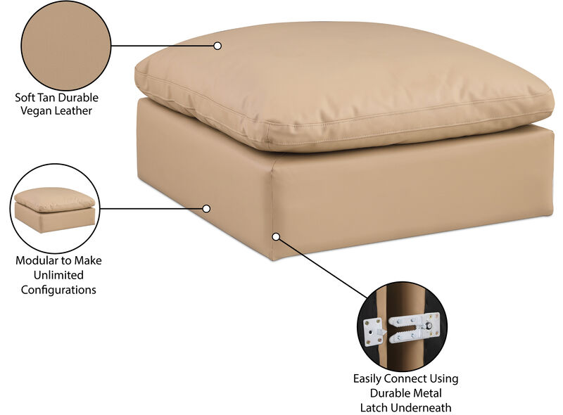 Meridian Furniture Comfy Tan Vegan Leather Modular Ottoman