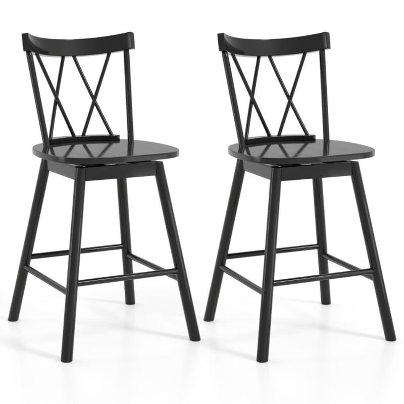 Hivvago Set of 2 Windsor Bar Stool with Ergonomic Backrest and Footrests