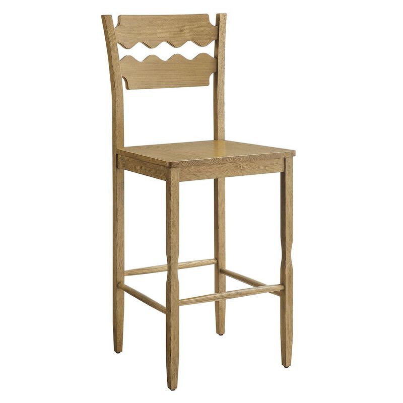 Jax Oak Wood Bar Stool With Wavy Razor Back image number 0