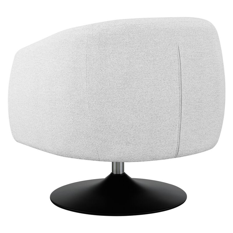 32 Inch Barrel Foam Accent Chair, Swivel Pedestal Base, Beige Boucle Fabric