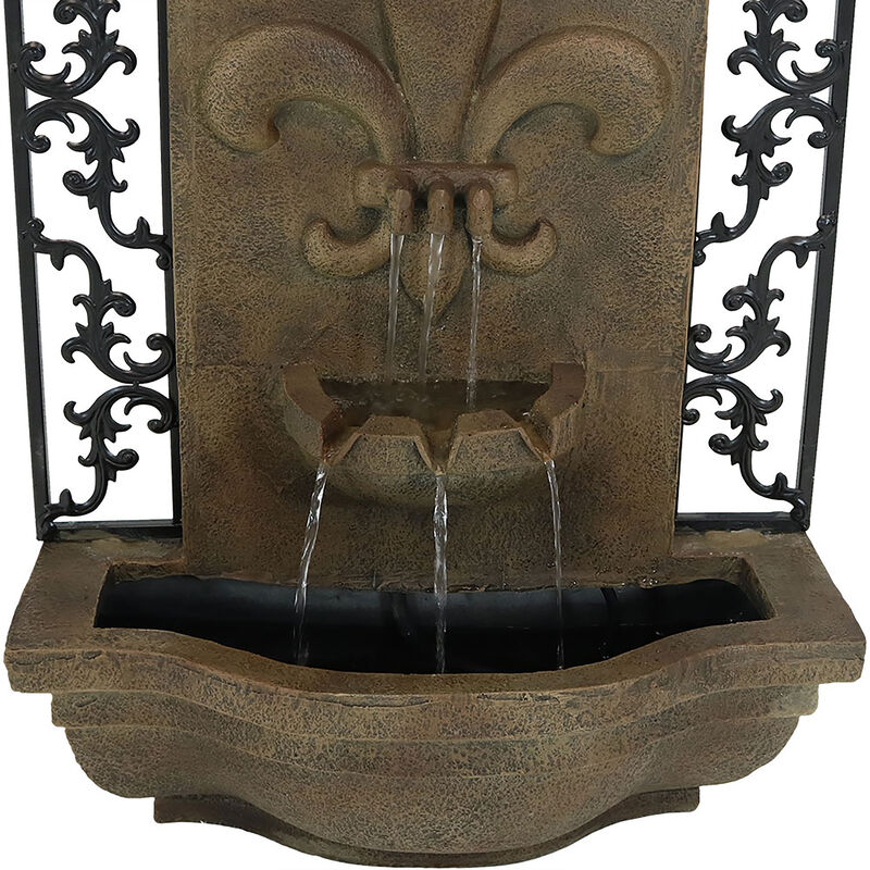Sunnydaze French Lily Polystone Outdoor Solar Wall Fountain