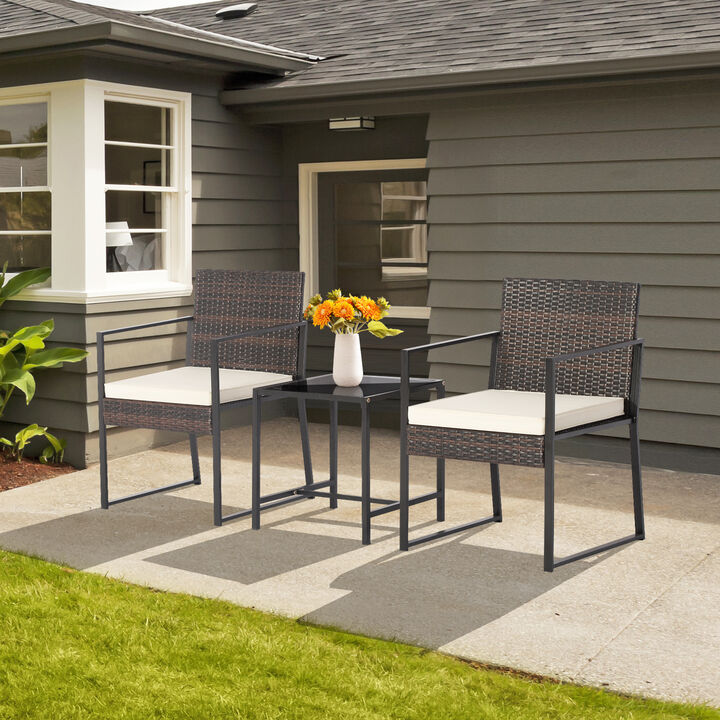 3 Pieces Modern Heavy Duty Patio Furniture Set with Coffee Table