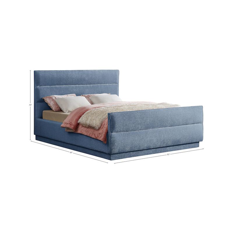 Meridian Furniture Paxton Light Blue Chenille Fabric King Bed