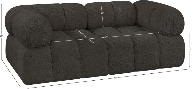 Meridian Furniture Ames Brown Boucle Fabric Modular Sofa