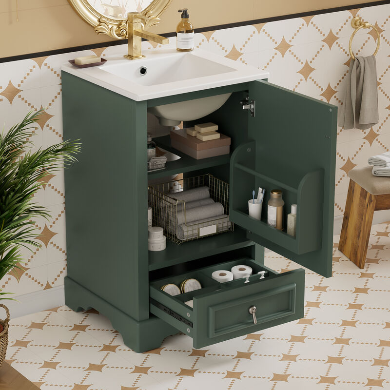 20 Inch Modern Bathroom Vanity with Ceramic Sink