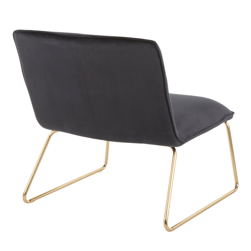 Streamdale Casper Contemporary Accent Chair In Gold Metal And Black Velvet