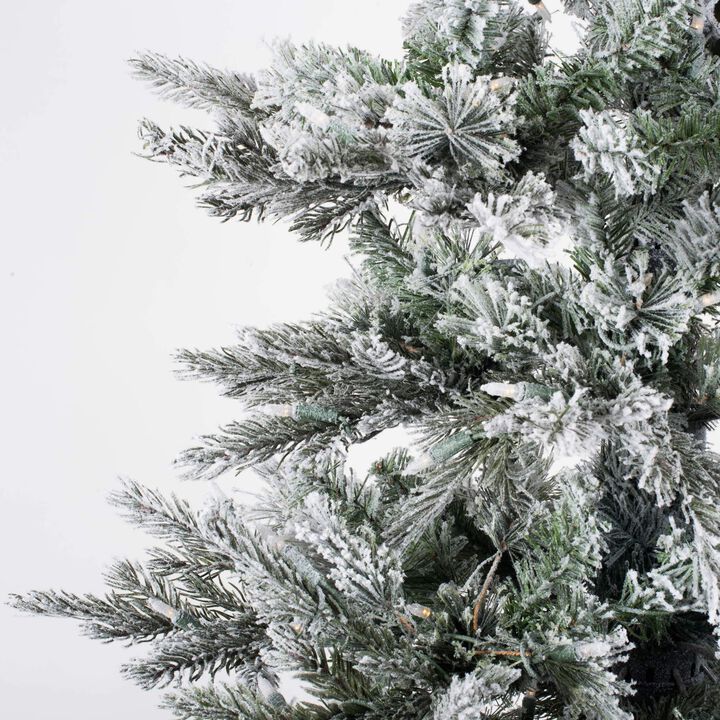 Vickerman 7.5' x 45" Flocked Kiana Artificial Christmas Tree, Dura-Lit&reg; LED Warm White Mini Lights