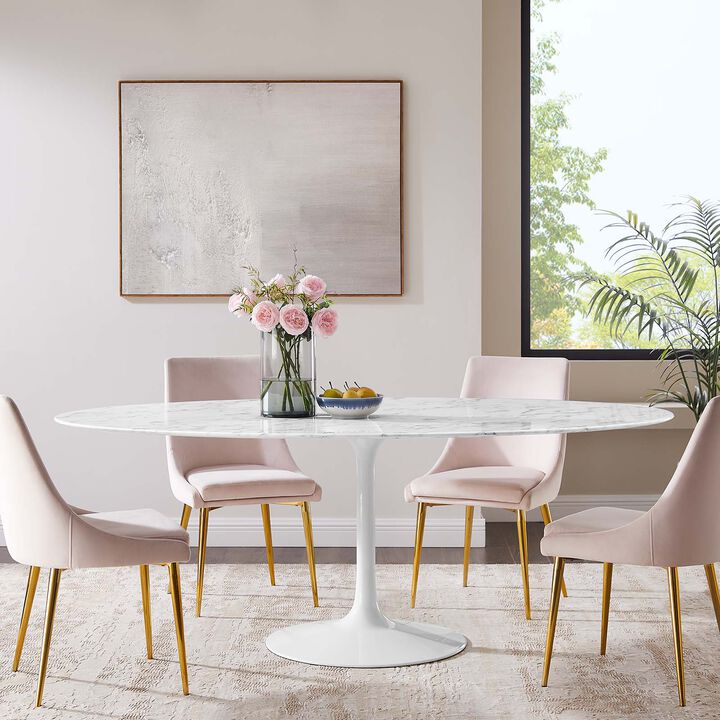 Modway - Lippa 78" Oval Artificial Marble Dining Table White