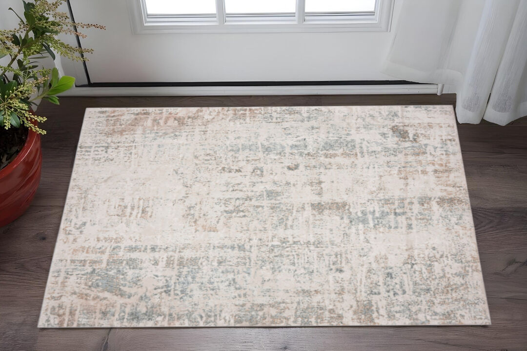 HomeRoots Abstract Distressed Stain Resistant Area Rug