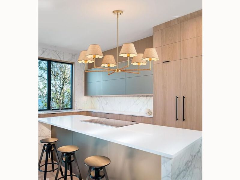 39" Boho Rattan Chandelier – 6-Light Rustic Pendant for Kitchen Island, Dining Room & Living Room