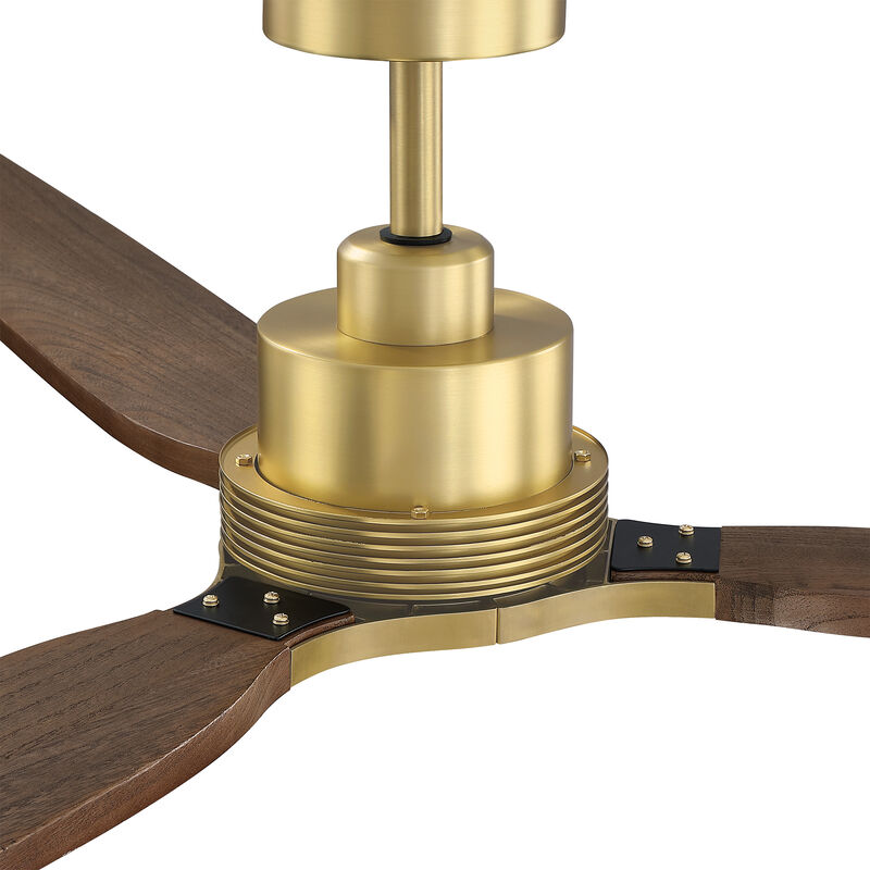 84" Natural Brass Solid Wood Mid Century Modern Dimmable LED 6 Speed Extra Large Ceiling Fan with Light and Remote image number 8
