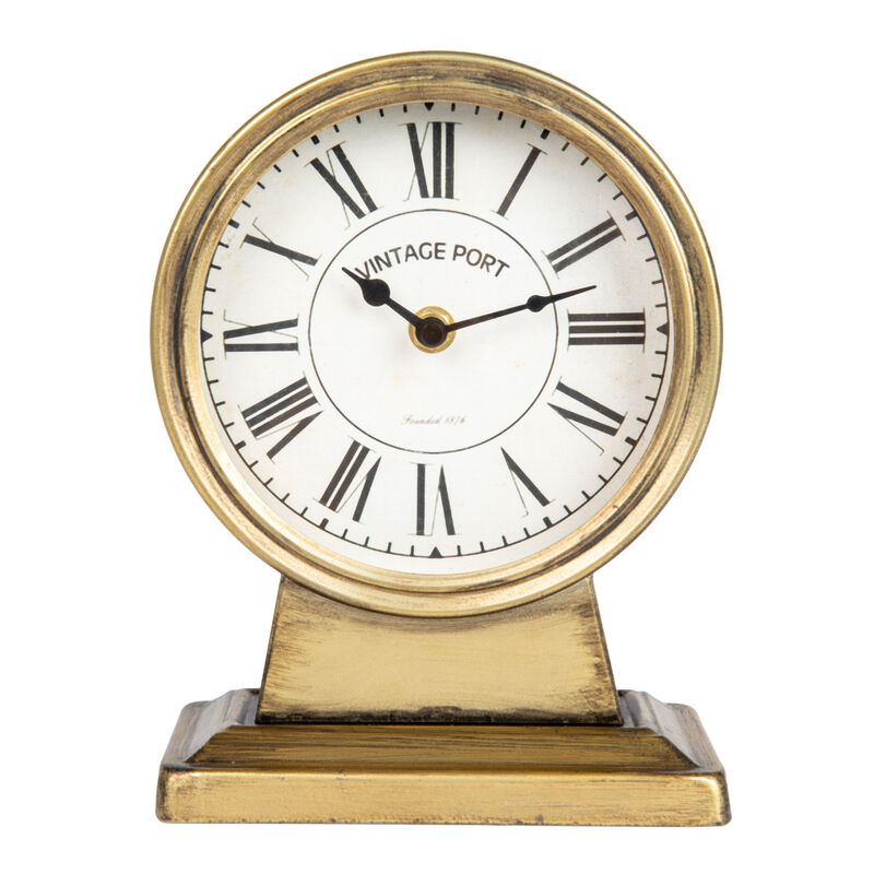 Decorative Metal Mantel Clock, Gold Finish image number 2
