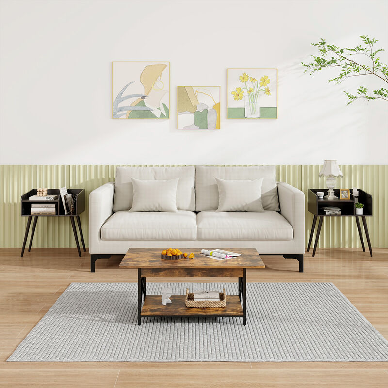 Mid Century Modern Nightstand  with Open Shelves