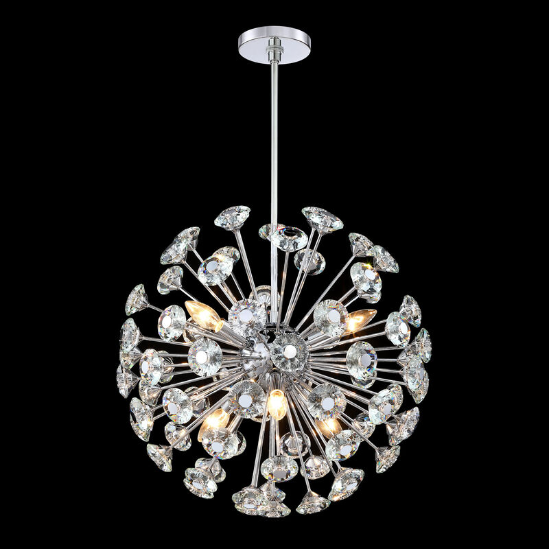 12-light Modern Glam Sputnik Crystal Chandelier In Chrome, Luxury Dandelion Pendant Light With Adjustable Rod For Living Room And Dining Room image number 3