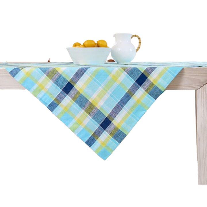 Linen Table Throw - Summer Madras Plaid