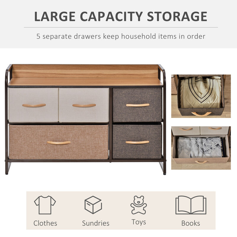 Hivvago 2-Tier Storage Tower with 5 Drawers for Bedroom image number 4