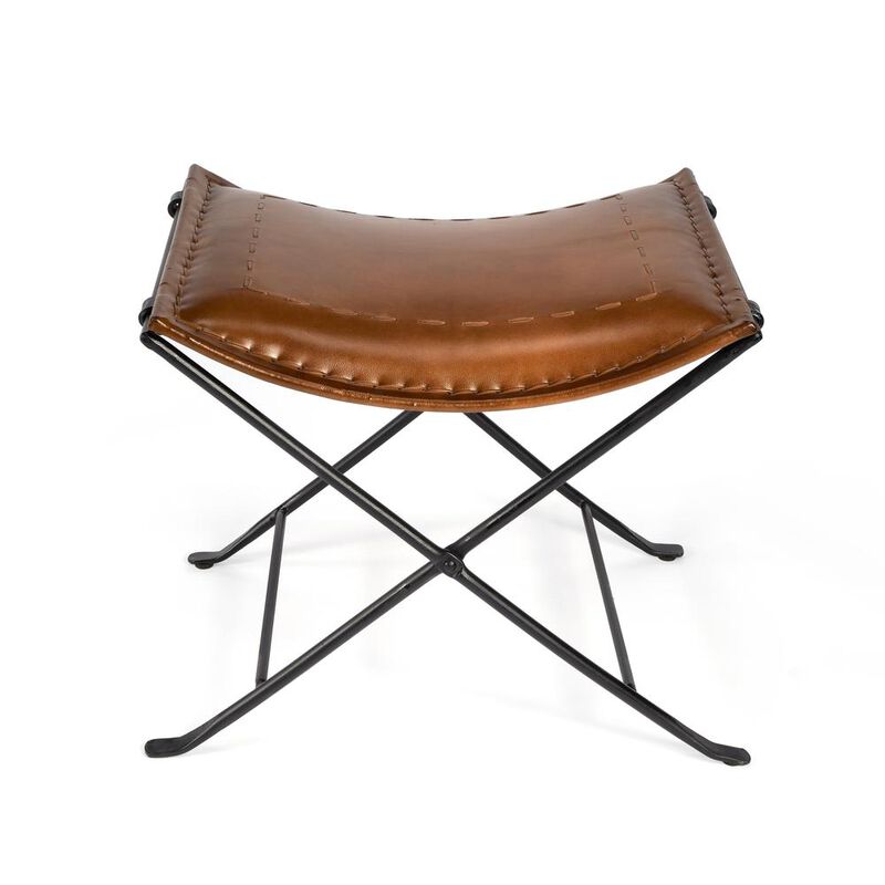 Butler Specialty Melton Leather 21.5W Stool, Medium Brown