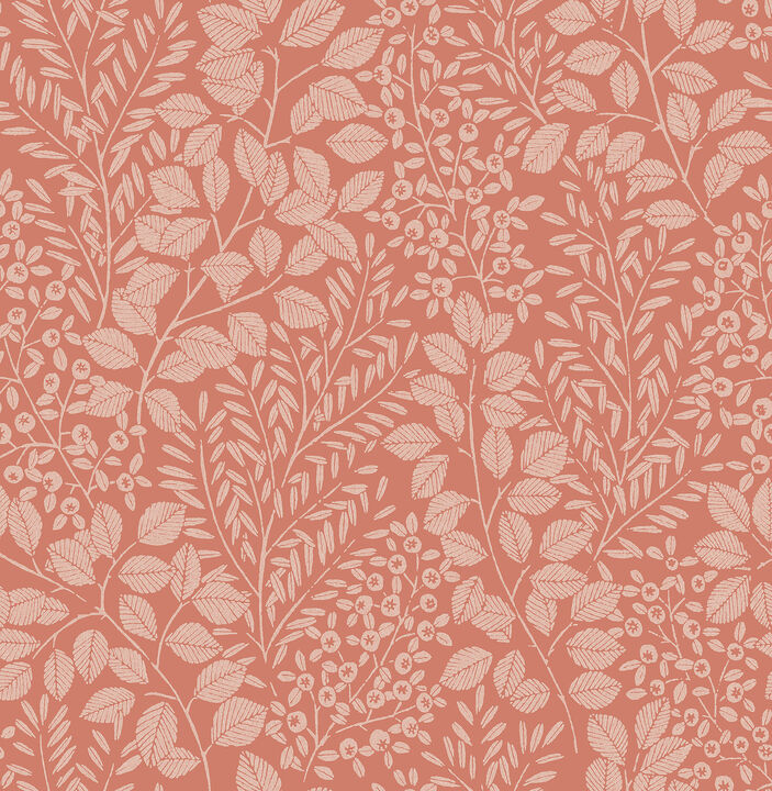 Elin Coral Berry Botanical Wallpaper