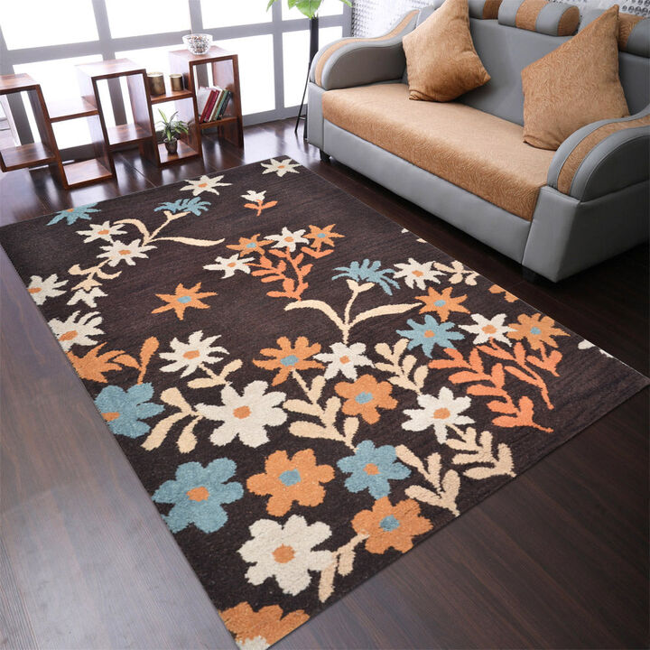 RUGSOTIC CARPETS HAND TUFTED WOOL ECO-FRIENDLY AREA RUGS  - Rectangle Shape, Size, Floral Modern Design, High Pile Thick Handmade Anti Skid Area Rugs for Living Room, Bed Room (K00689)