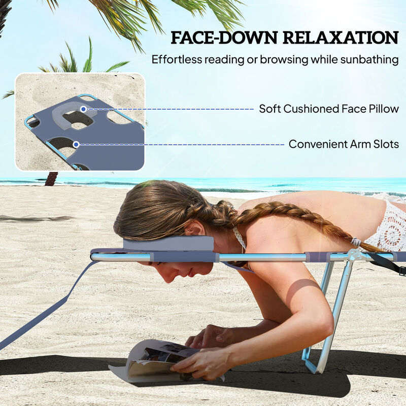 Hivvago Outdoor Sun Lounger with Face Hole and Pillow image number 4
