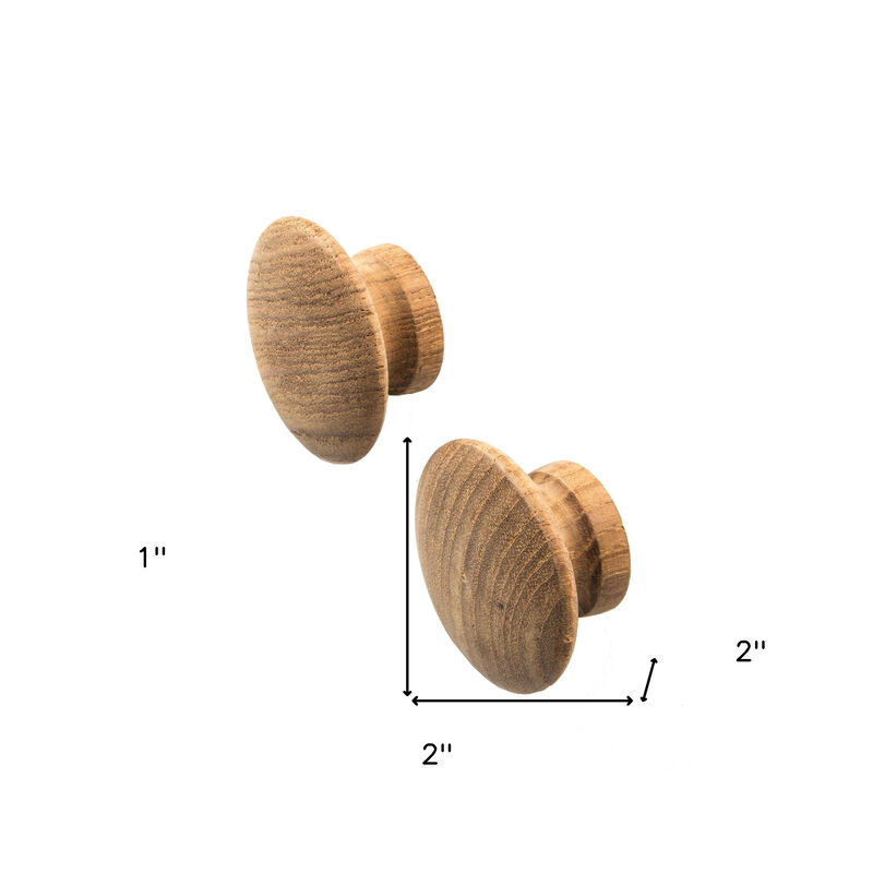 HomeRoots Set of Two Brown Wood Classic Round Drawer Pull Knobs image number 5