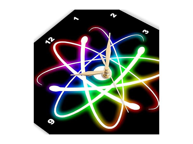 Atom Symbol Glowing Black Bacground Wall Clock 10 Inch Home Decor image number 3