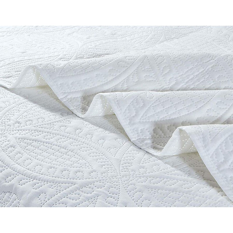 Bedspread Coverlet 3 Pcs Set Oversized Full Size White Color