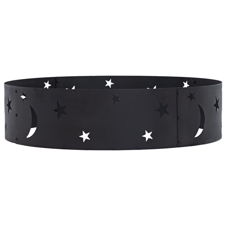 Sunnydaze 36 in Steel Die-Cut Stars and Moons Wood Burning Fire Pit Ring