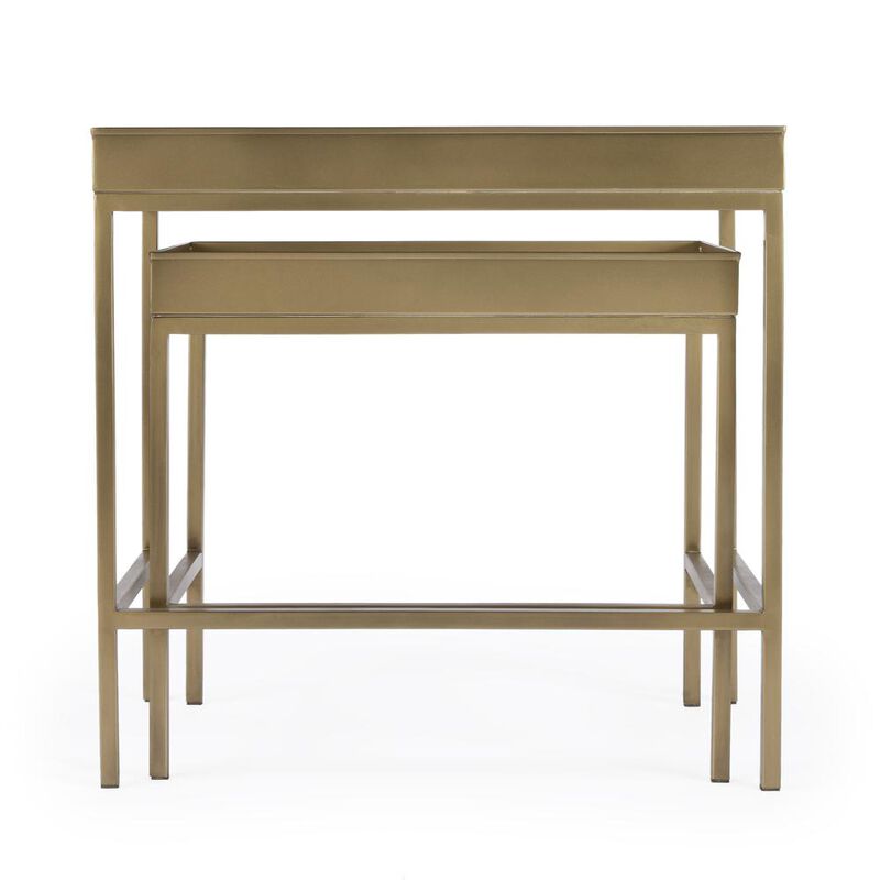 Butler Specialty Lenny 2 Piece Glass Nesting Tables, Gold