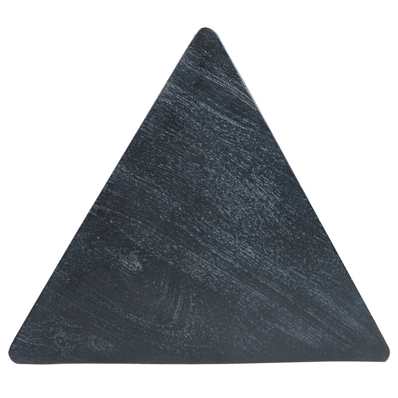 Andes Modern Triangular End Table - Handcrafted with Gold Brass Trim and Sandblasted Black Finish, 20 Inch