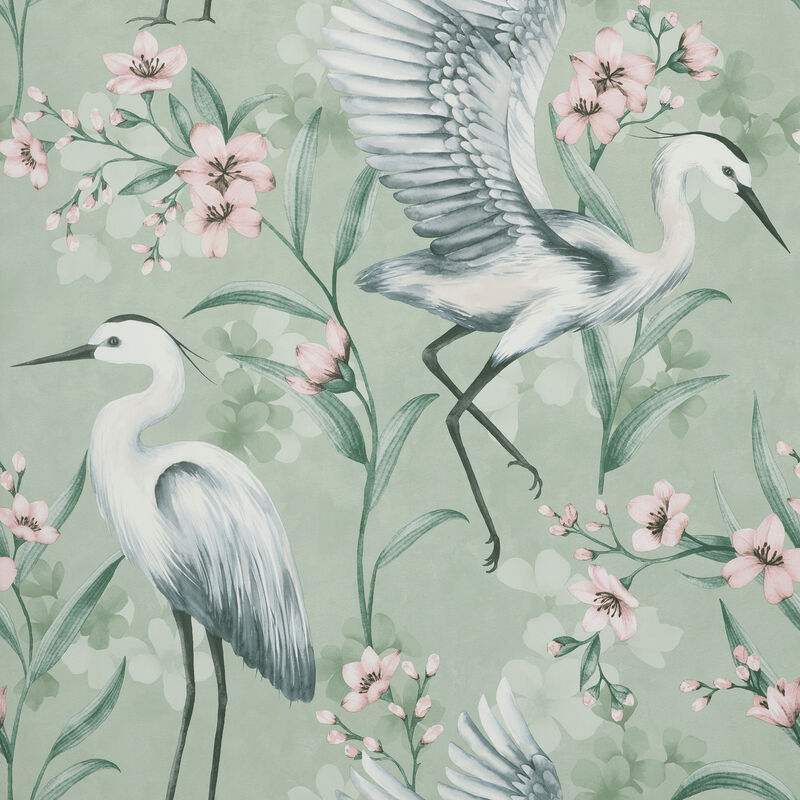 Simonetta Seafoam Heron Wallpaper image number 0