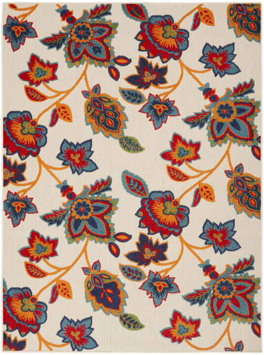 HomeRoots Floral Non Skid Indoor Outdoor Area Rug