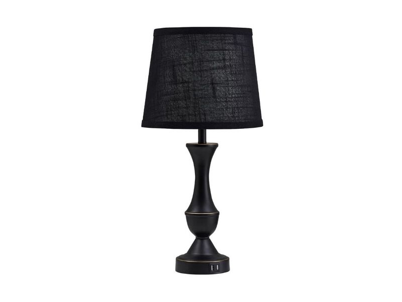 22 Inch Black Touch Table Lamps Set of 2 with USB and LED