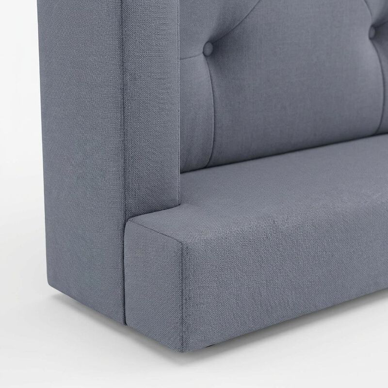 Gray Upholstered Queen Headboard with Solid Rubberwood Frame and Sturdy Design image number 4