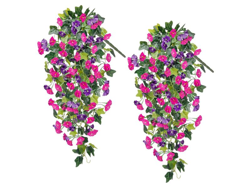 Fuchsia Artificial Hanging Morning Glory Flowers UV Resistant Outdoor Garden image number 0